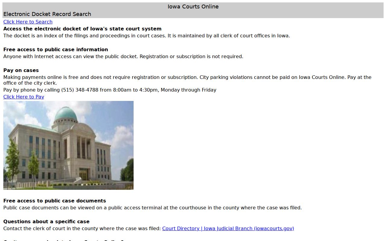 Crawford County warrant check on the Iowa electronic docket search