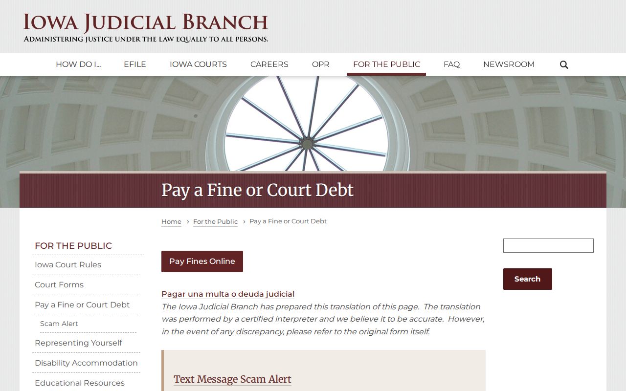 Crawford County bench warrant payment fields and court notice
